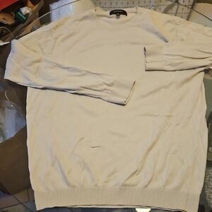 Saks Fifth Avenue Men's Beige Lightweight  Crew Neck Sweater Size Medium
